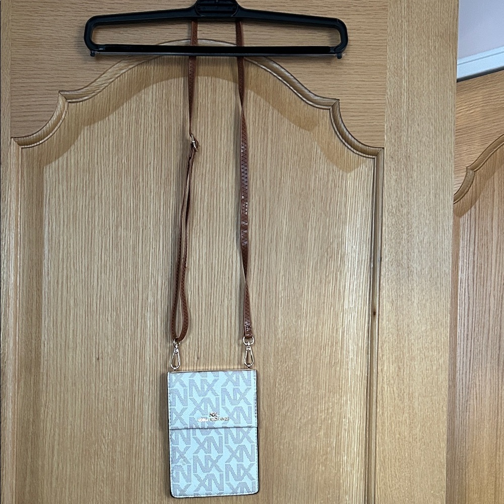 Elegant White and Brown Crossbody Bag. NWOT